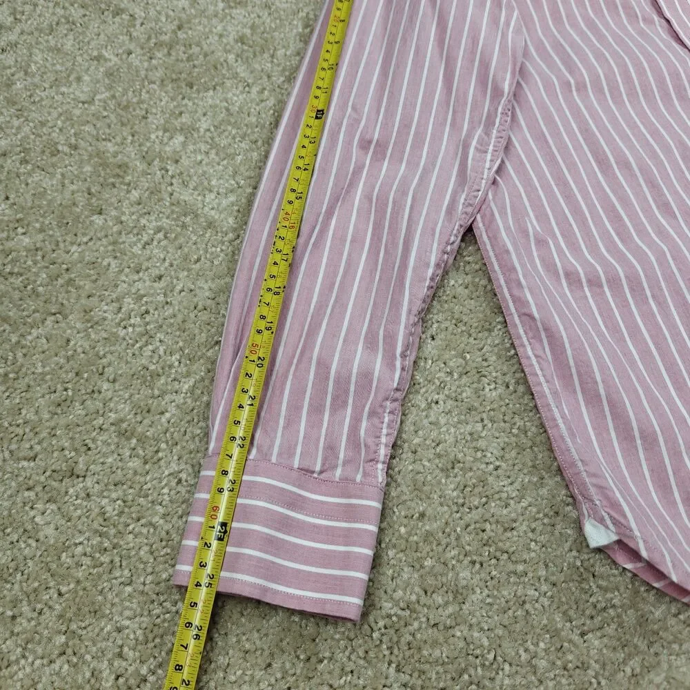 Banana Republic Dress Shirt Men's M Pink Striped Slim Fit 100% Cotton